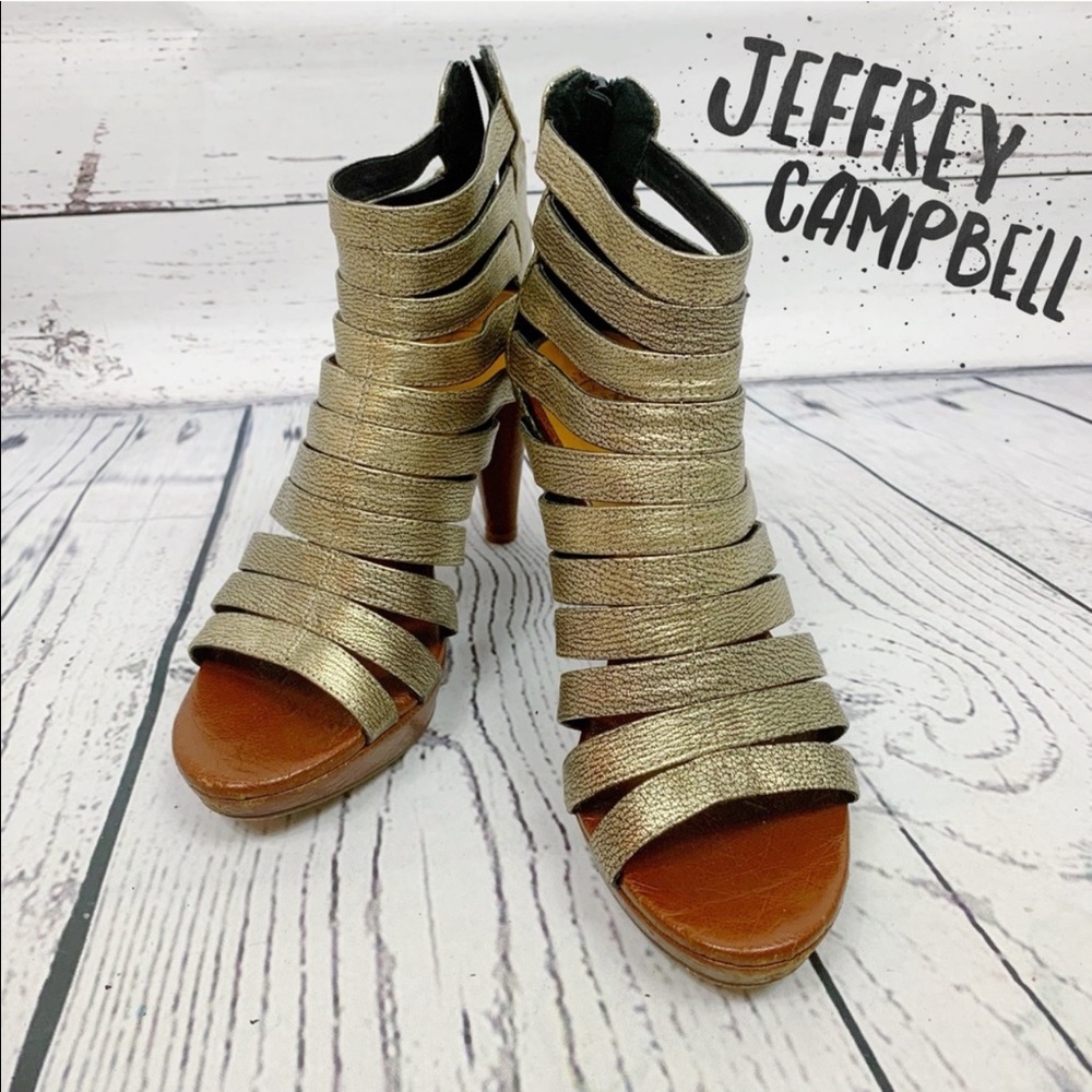 Jeffrey Campbell Marly Gold & Brown Heels